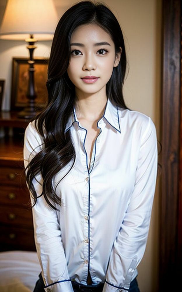 サンプル画像2:AIグラビア  寝る準備はオッケー(牛さんブックマーク) [d_487150]