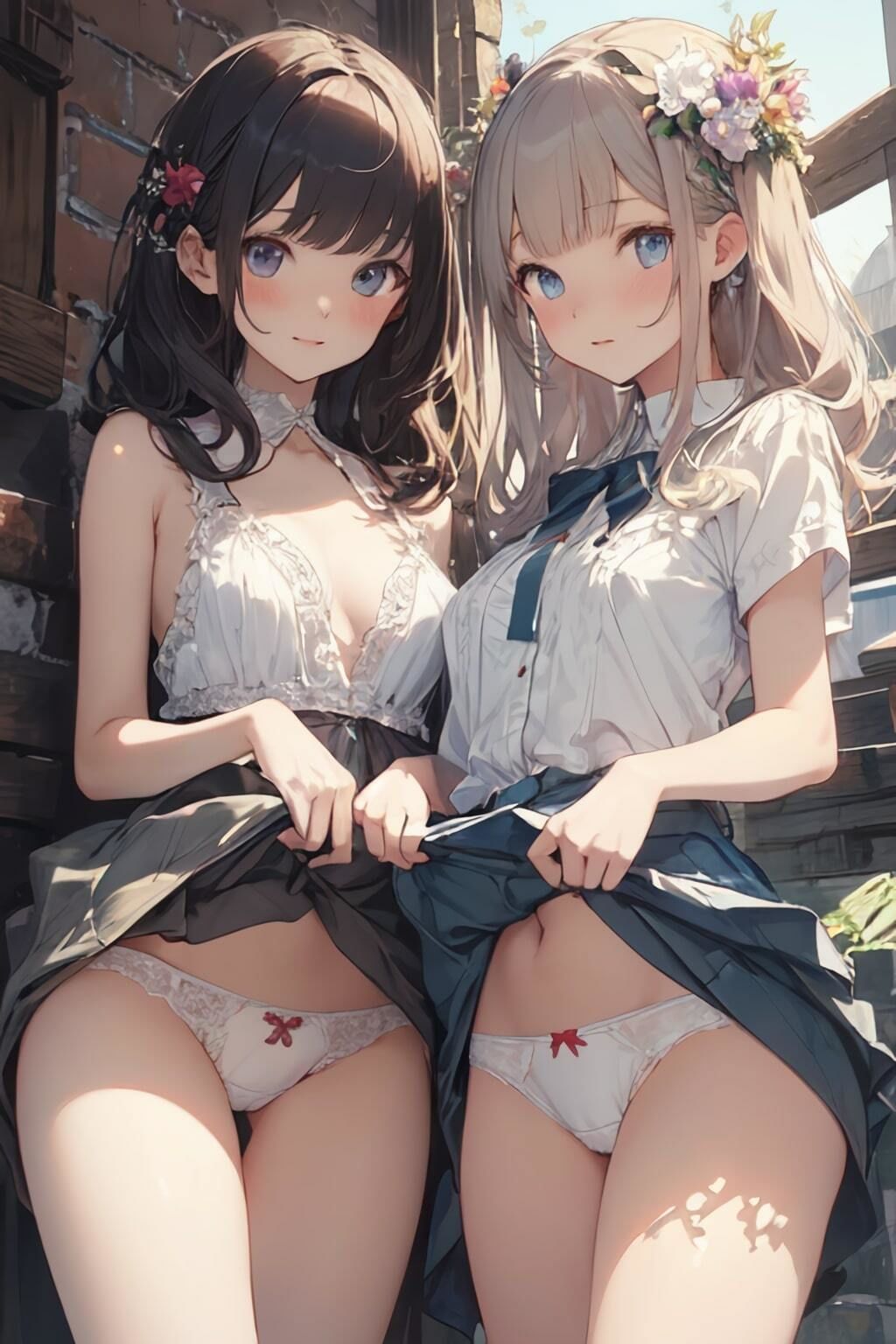 サンプル画像1:パンツ見せ美少女 AIイラスト集(ネコネコガール) [d_488361]