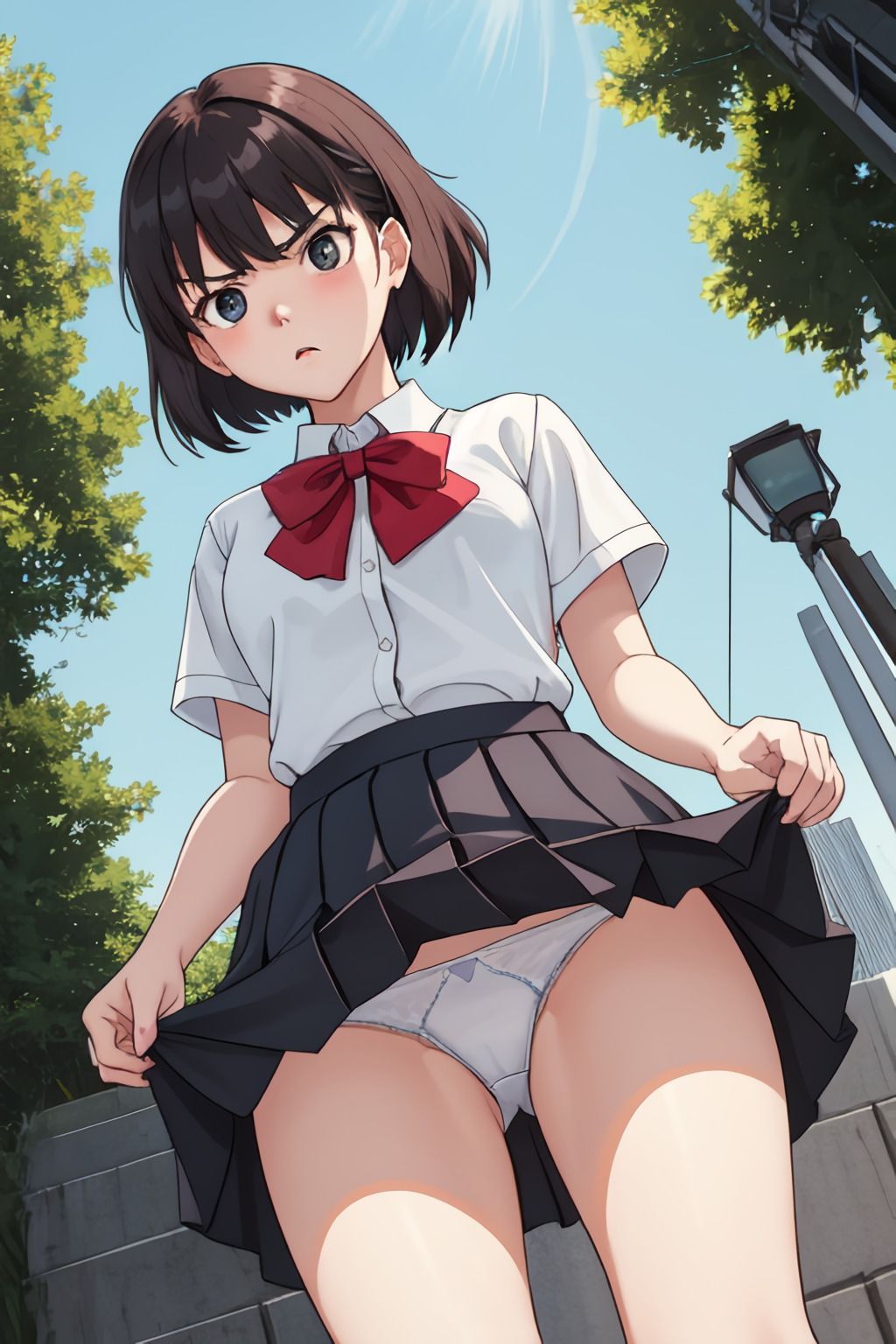 サンプル画像6:パンツ見せ美少女 AIイラスト集(ネコネコガール) [d_488361]