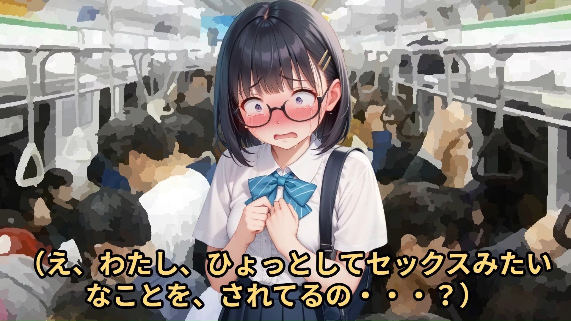 【少女痴●体験告白】満員電車でたまたま目の前に押し込まれてきた少女に押し付けをして、出してることがわかるようにビクビクと腰を痙攣させて恥辱と屈辱にまみれさせた話