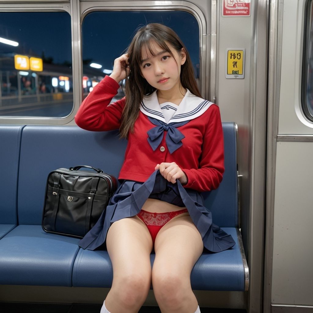 サンプル画像3:電車内でパンツを見せつけてくる女子(AI美エロ) [d_488538]