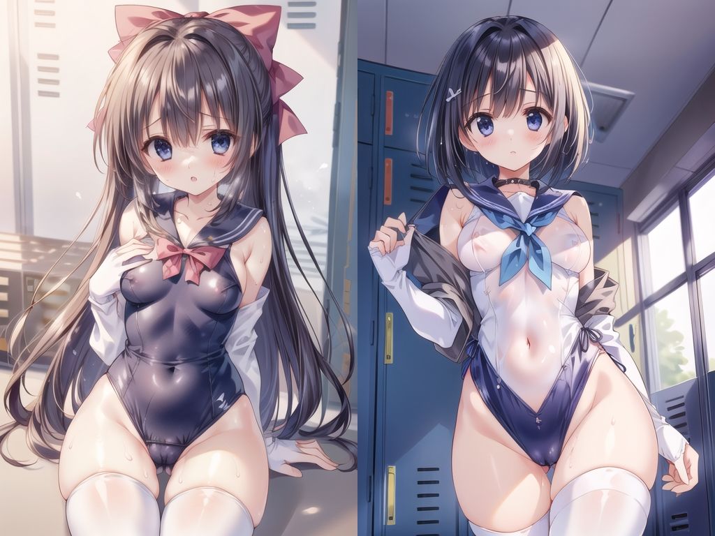 サンプル画像5:AI水着少女CG集vol.4 セーラー水着＋ニーソ(mugi) [d_488706]