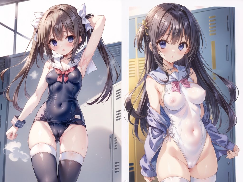 サンプル画像6:AI水着少女CG集vol.4 セーラー水着＋ニーソ(mugi) [d_488706]