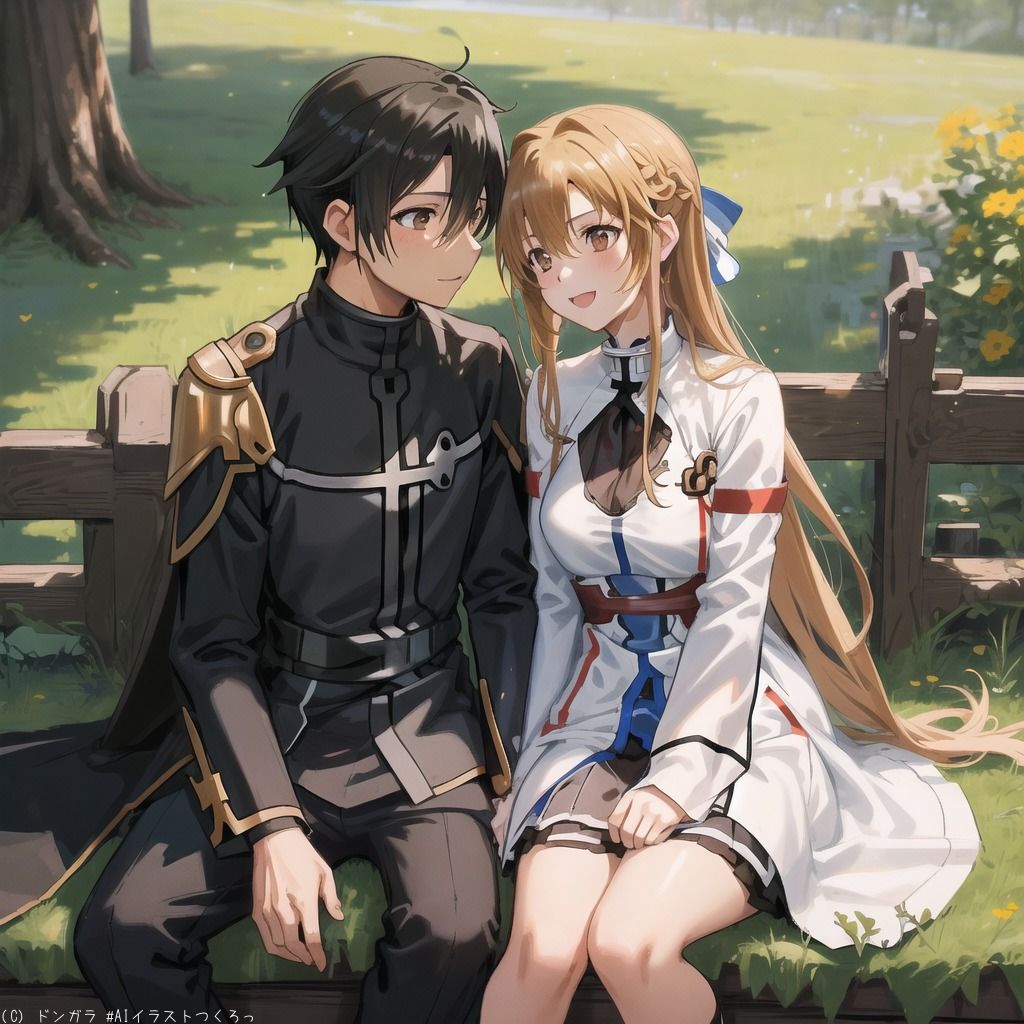 サンプル画像1:AIイラストCG集20  アスナとキリト(ドンガラ) [d_488756]