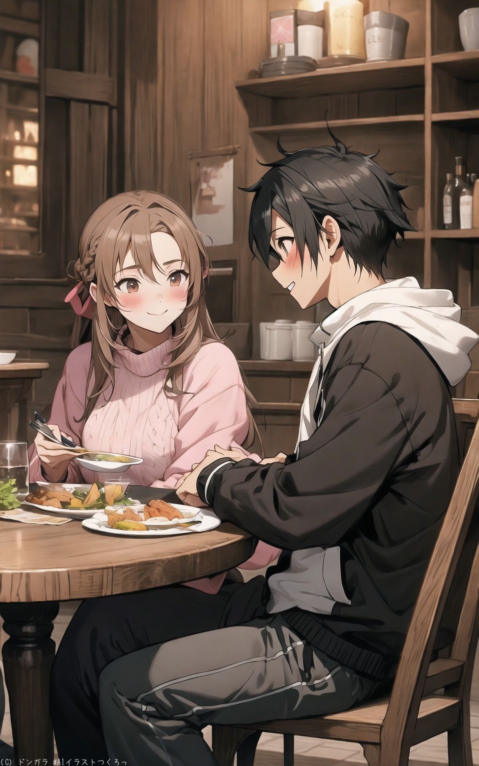 サンプル画像3:AIイラストCG集20  アスナとキリト(ドンガラ) [d_488756]