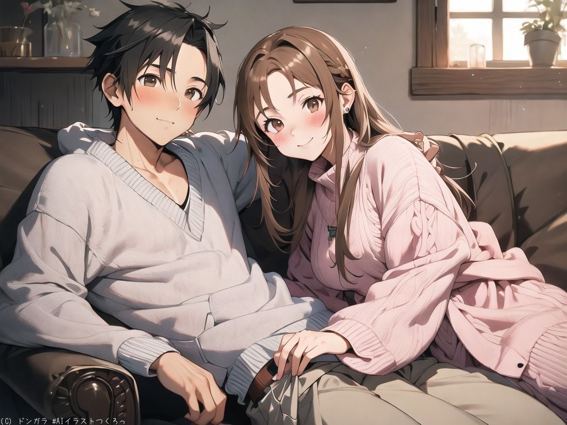 サンプル画像4:AIイラストCG集20  アスナとキリト(ドンガラ) [d_488756]