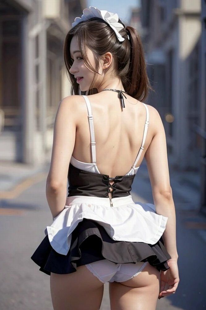 メイドの路地裏パンツ見せパンチラ画像集のサンプル画像 6
