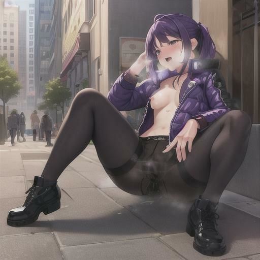 サンプル画像1:紫髪ブルゾンちゃんのどこでも露出！！(まんまんちん) [d_489868]