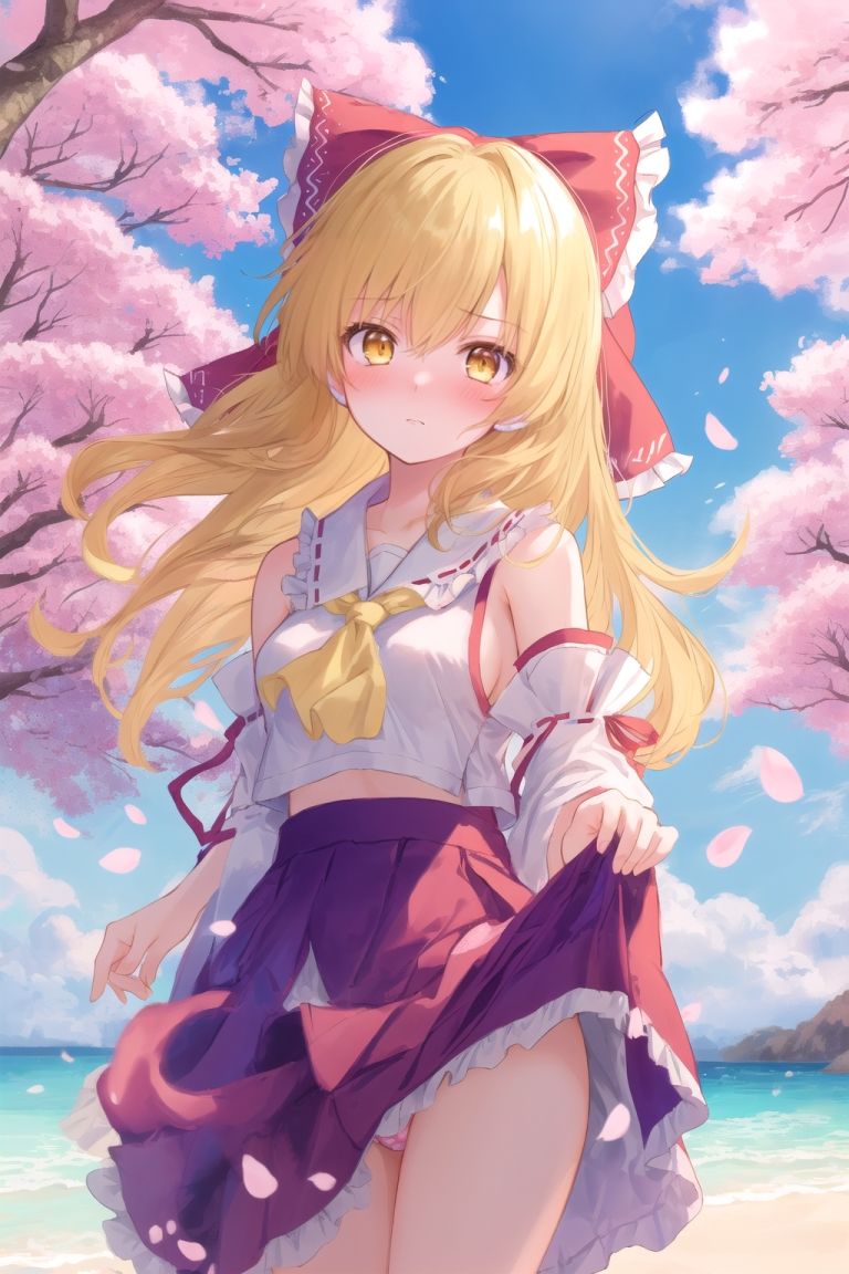 サンプル画像4:霊夢は魔理沙のパンチラ写真を撮りたいようです〜春の晴れた朝の海編〜(ゆるふわ研究所) [d_490150]