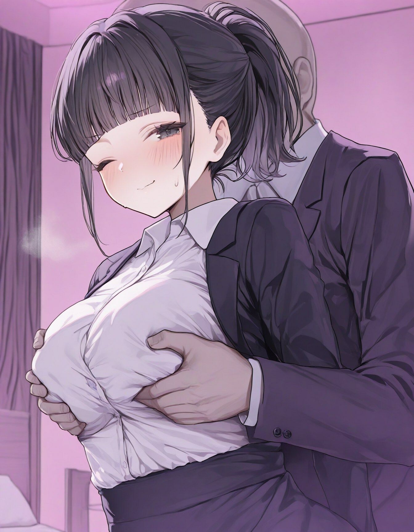 サンプル画像2:巨乳ポニテ上司とラブホで連続生ハメ(実用性) [d_490302]