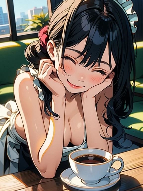 サンプル画像2:AI春画  裸エプロン(牛さんブックマーク) [d_491302]