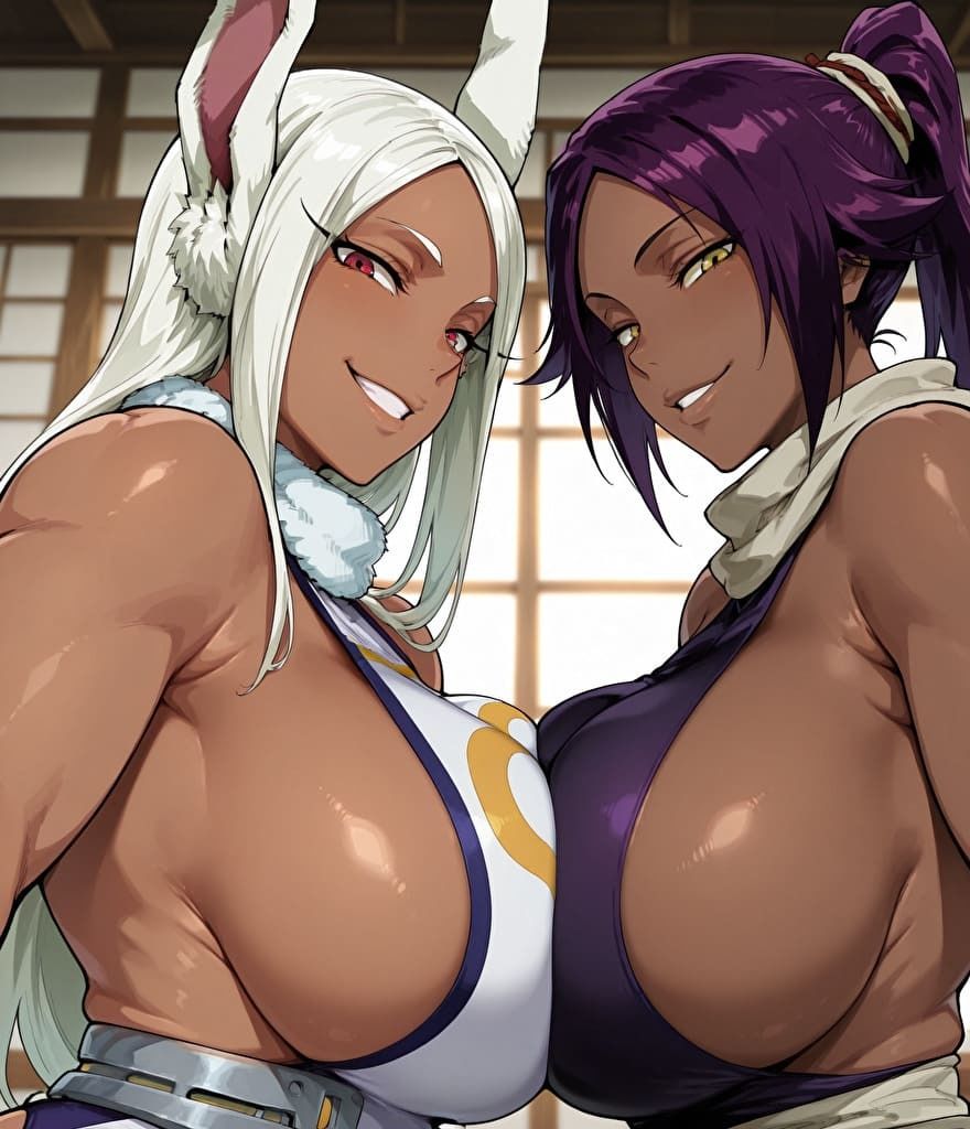 サンプル画像1:長身褐色娘に挟まれたい(machua) [d_491495]