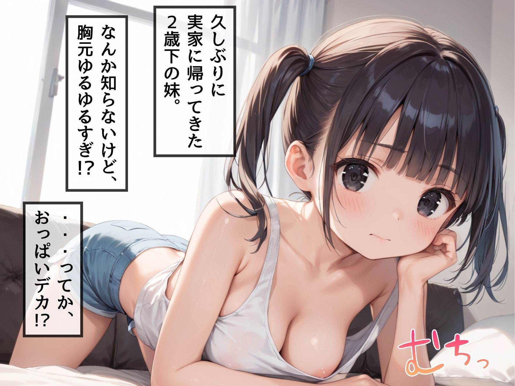 サンプル画像1:【お兄ちゃん、どこ見てるの？】久しぶりに実家に帰ってきた俺の可愛い妹の胸元が無防備すぎてチラチラ見ていたら、誘惑された件(夢と希望がチラチラリズム) [d_491602]
