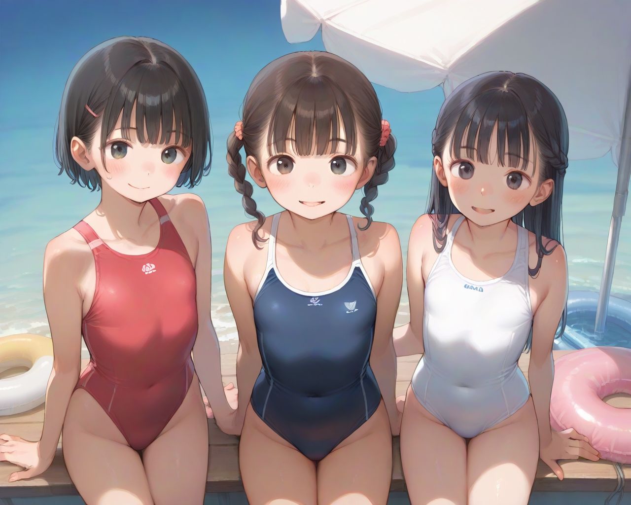 サンプル画像2:AAAカップつるぺた女子校生 スク水ハーレム(ぴちぴち出版) [d_492103]