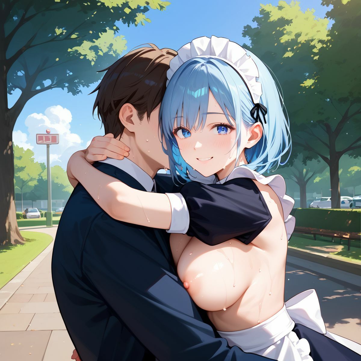 サンプル画像5:爆乳メイド野外で中出しセックス【200枚】メイドと巨根5(おっぱい星人) [d_492241]