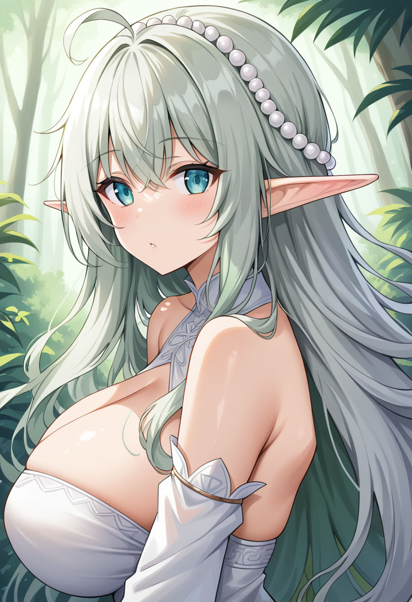 サンプル画像1:爆乳エルフに性の味を教える(チョコ付バナナ) [d_492279]