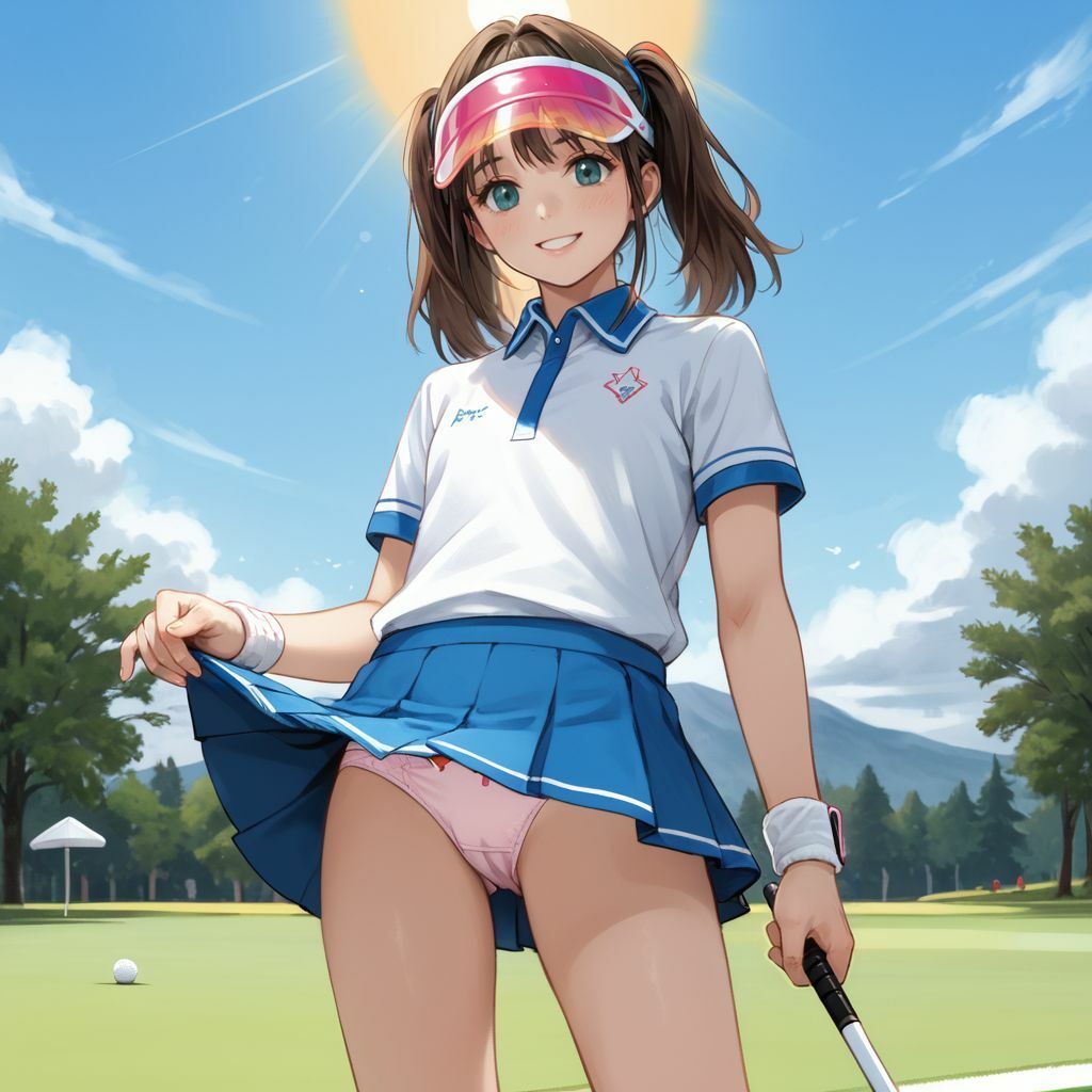 サンプル画像1:パンチラ女子ゴルファー(美女エロAI) [d_492307]