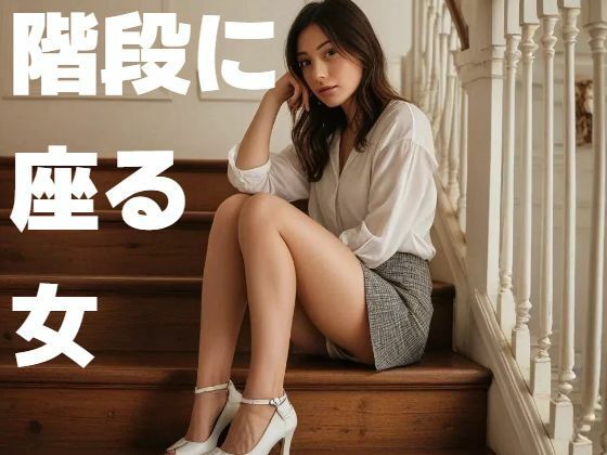 階段に座る女｜パンチラ 表紙