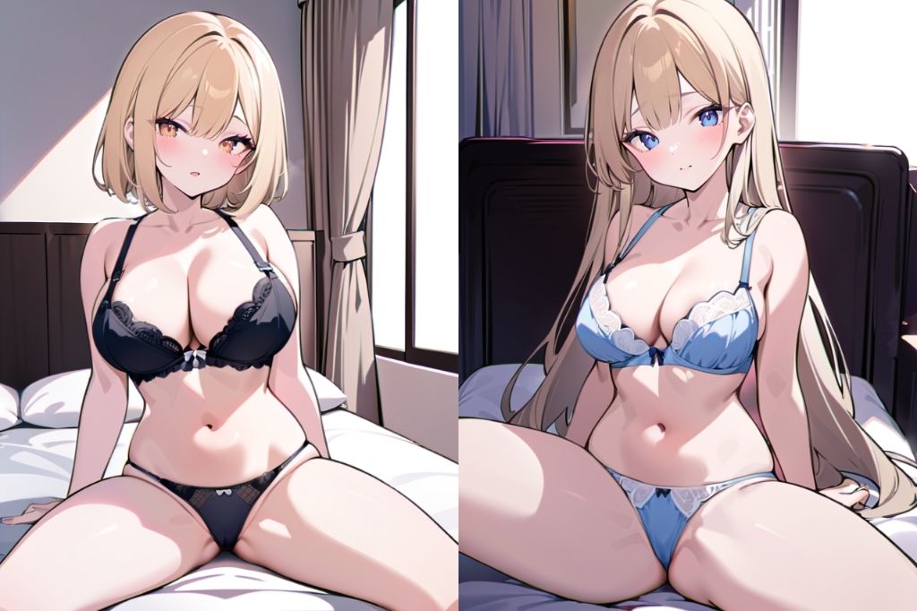 サンプル画像4:金髪ギャルが下着姿でM字開脚(彩風  咲) [d_493206]