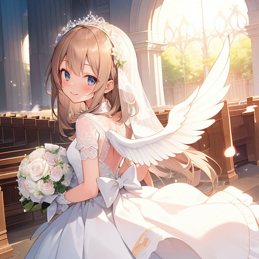 サンプル画像1:ウエディングドレス風天使さん(ほげふが) [d_493217]