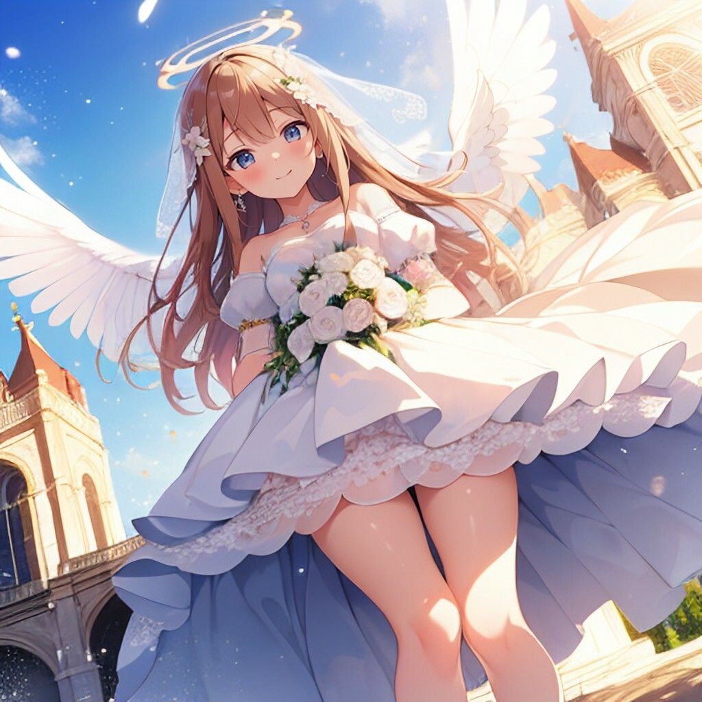 サンプル画像3:ウエディングドレス風天使さん(ほげふが) [d_493217]