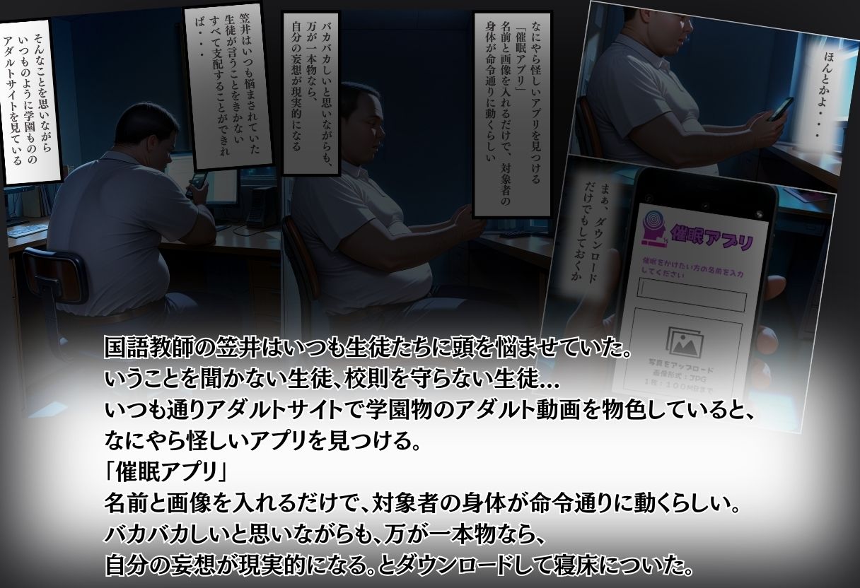 サンプル画像5:【全ページセリフ入り】催●アプリで生意気生徒に強●種付け(りんごのたね) [d_493815]