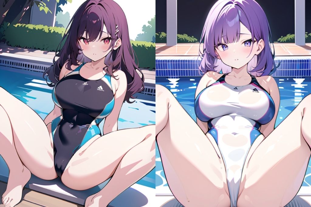 サンプル画像3:競泳水着で大胆M字開脚してる女の子(彩風  咲) [d_493818]