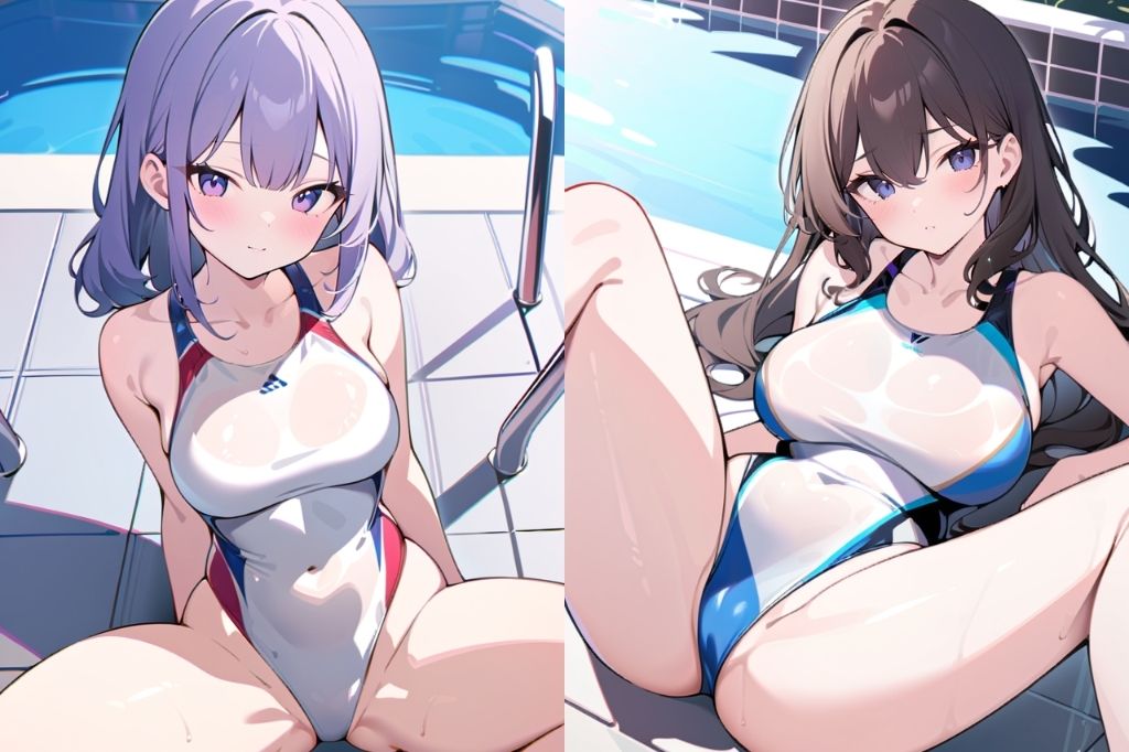 サンプル画像4:競泳水着で大胆M字開脚してる女の子(彩風  咲) [d_493818]