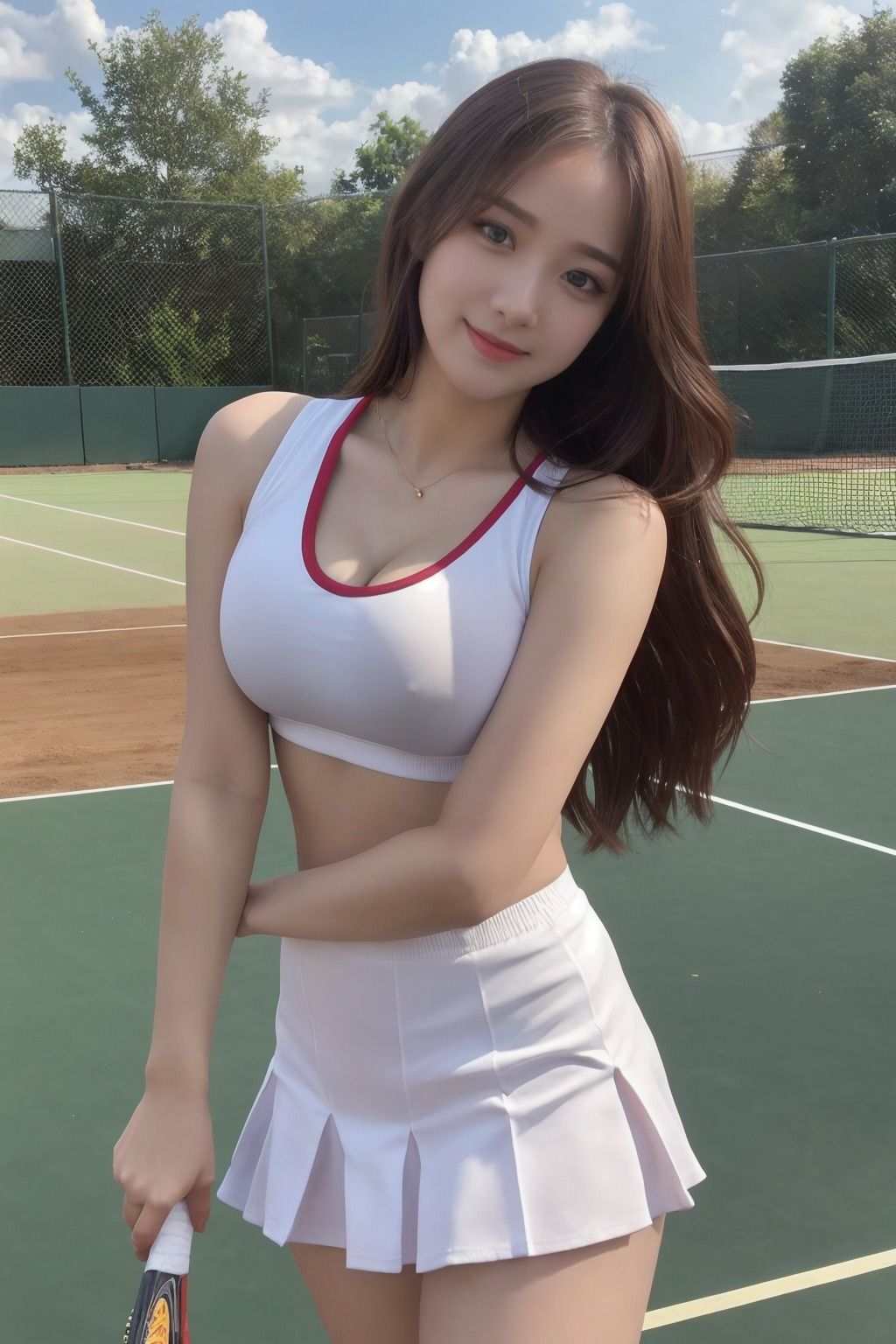 サンプル画像1:巨乳女子大生・テニスサークルの淫乱プレイ！(ai問答) [d_493822]