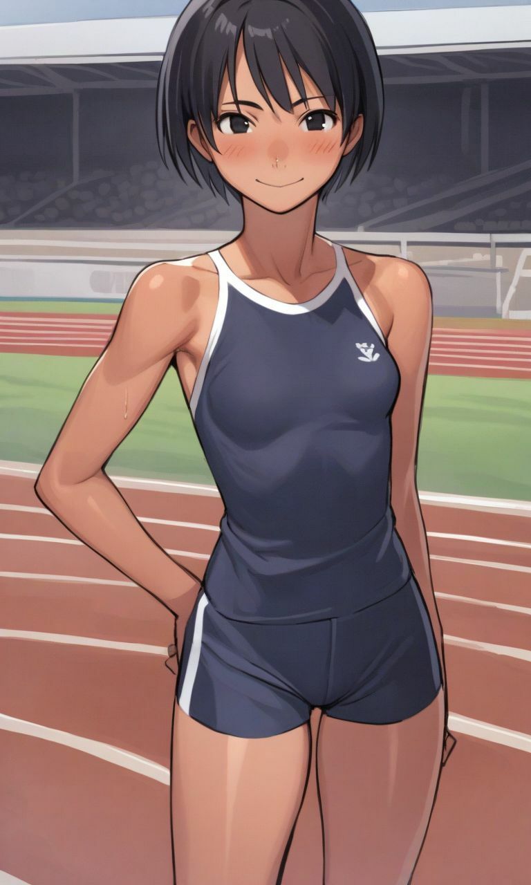 サンプル画像1:ボーイッシュな褐色陸上少女と、陸上競技場で孕ませ生セックス。(ハラメウメ) [d_494129]