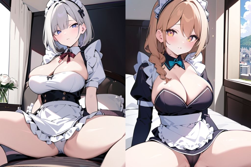 可愛い巨乳メイドのパンツ見放題の画像2