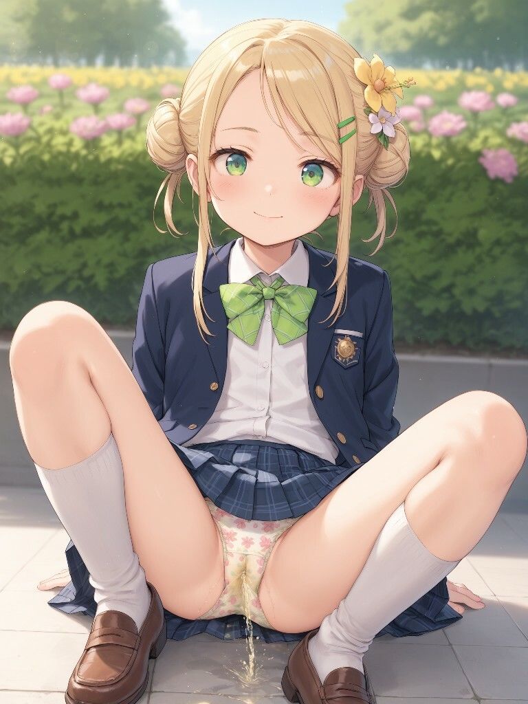 サンプル画像3:制服っぽいのを着たかわいい女の子たちがパンツをはいたままおしっこをおもらししている画像集1(えっふぇれ) [d_494281]