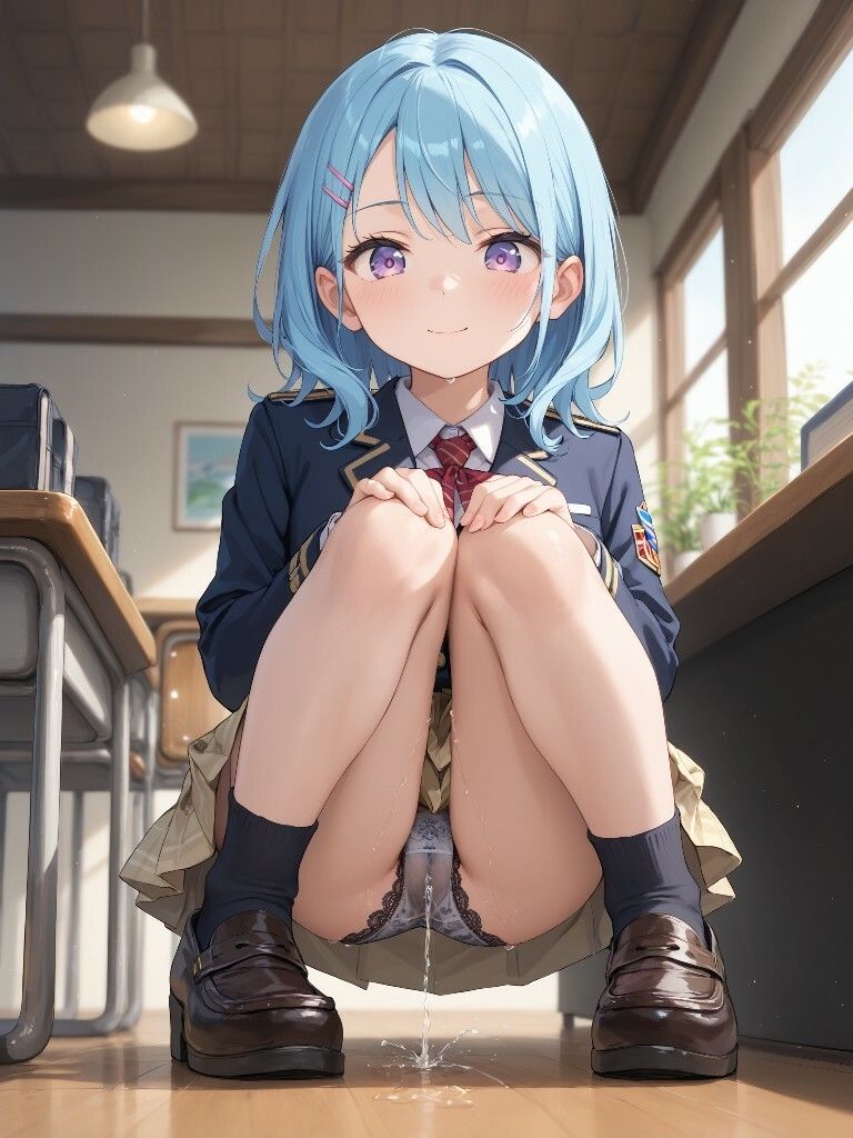 サンプル画像6:制服っぽいのを着たかわいい女の子たちがパンツをはいたままおしっこをおもらししている画像集1(えっふぇれ) [d_494281]
