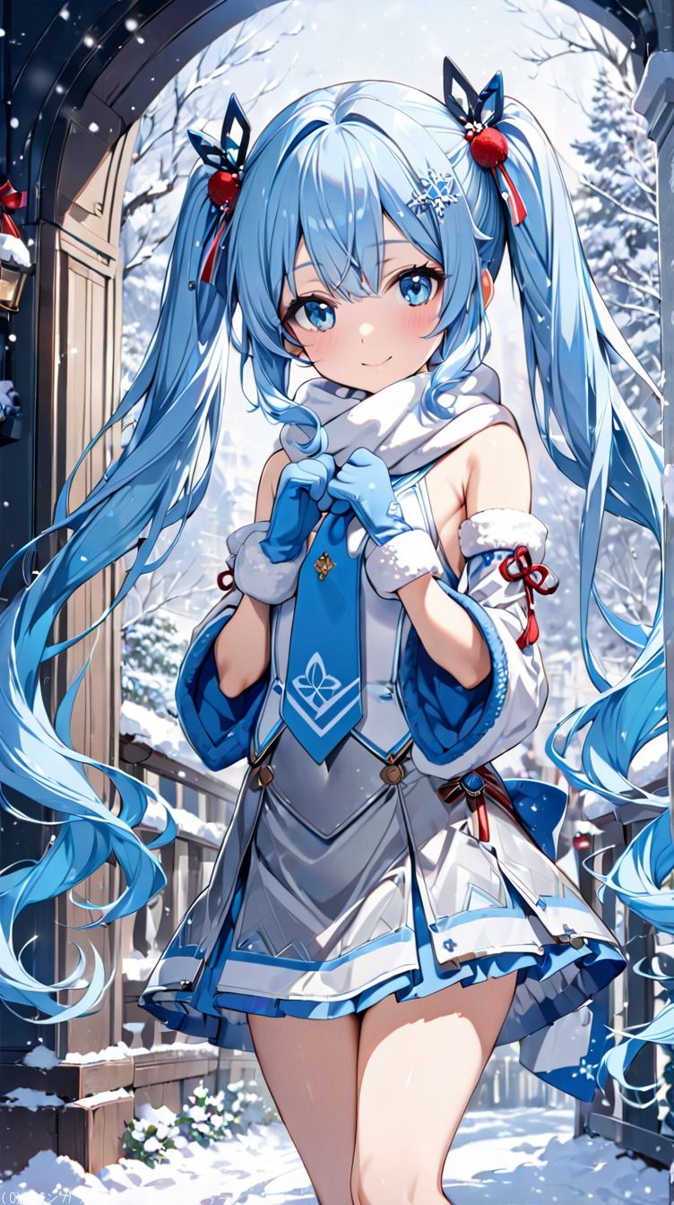 サンプル画像6:AIイラストCG集37  桜ミクと雪ミク(ドンガラAI美少女イラスト支部) [d_494321]