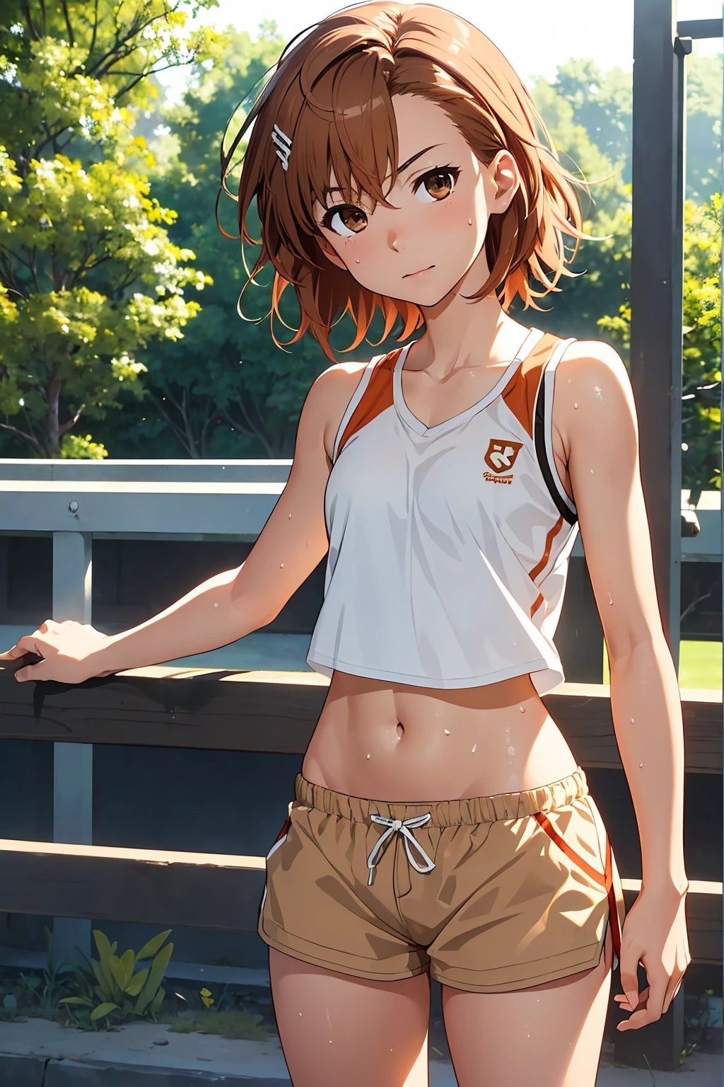 サンプル画像2:御坂〇琴  ベージュ短パンとおっぱい（68枚）(ひぐまアート) [d_494359]