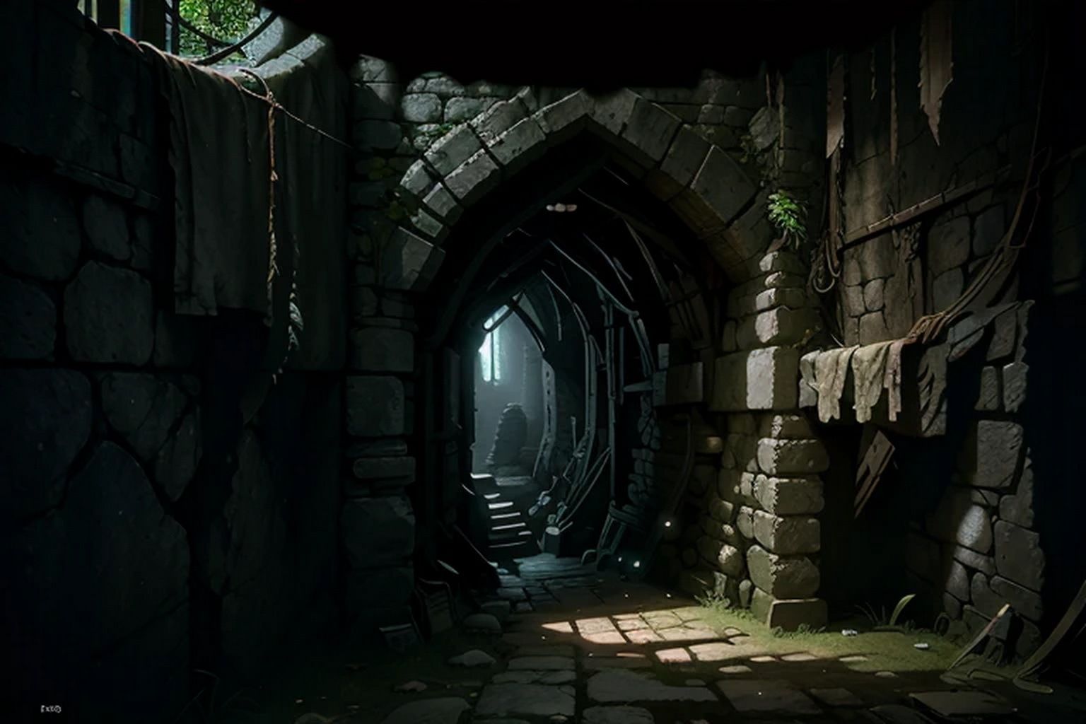 サンプル画像4:地下通路 背景素材(豊川内角) [d_494935]