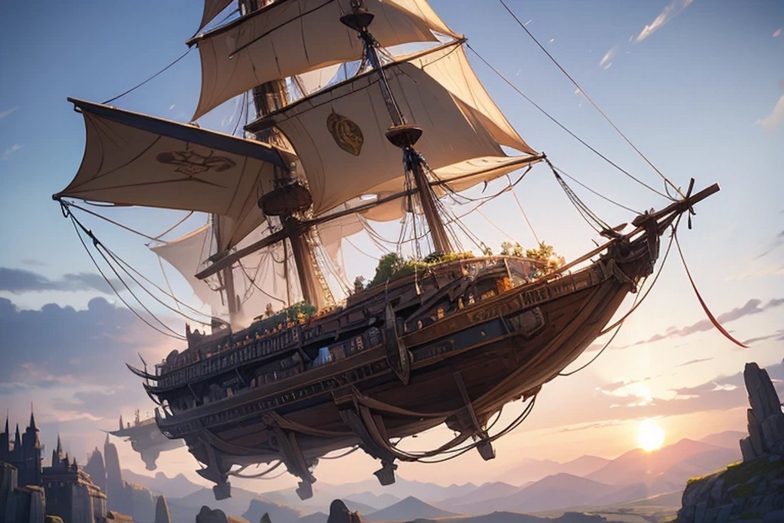 サンプル画像2:飛空艇・飛行船 素材(豊川内角) [d_494963]