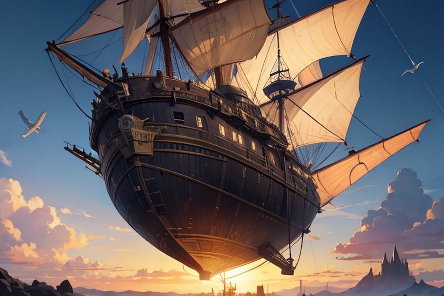 サンプル画像4:飛空艇・飛行船 素材(豊川内角) [d_494963]