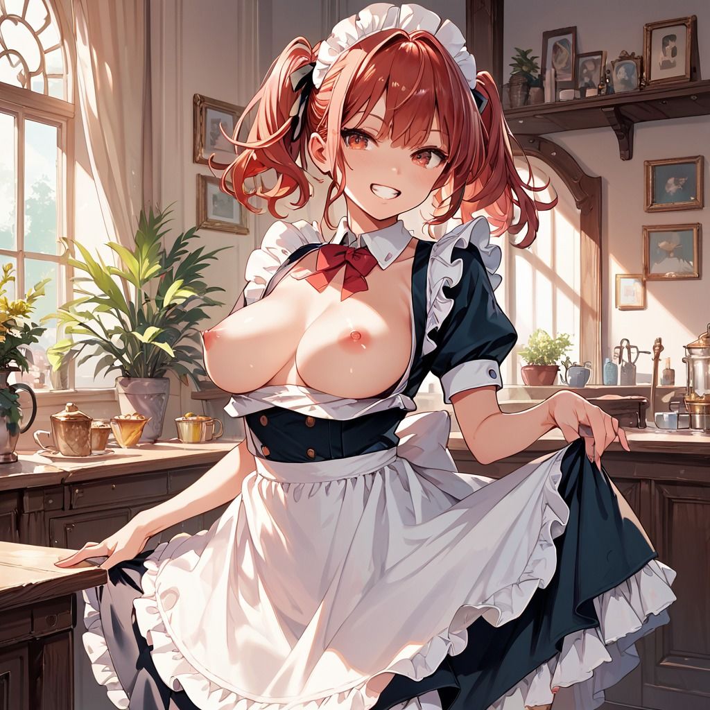 サンプル画像1:【ご主人様LOVE】赤髪メイドのおまんこオシゴト(Jkと散歩) [d_495118]