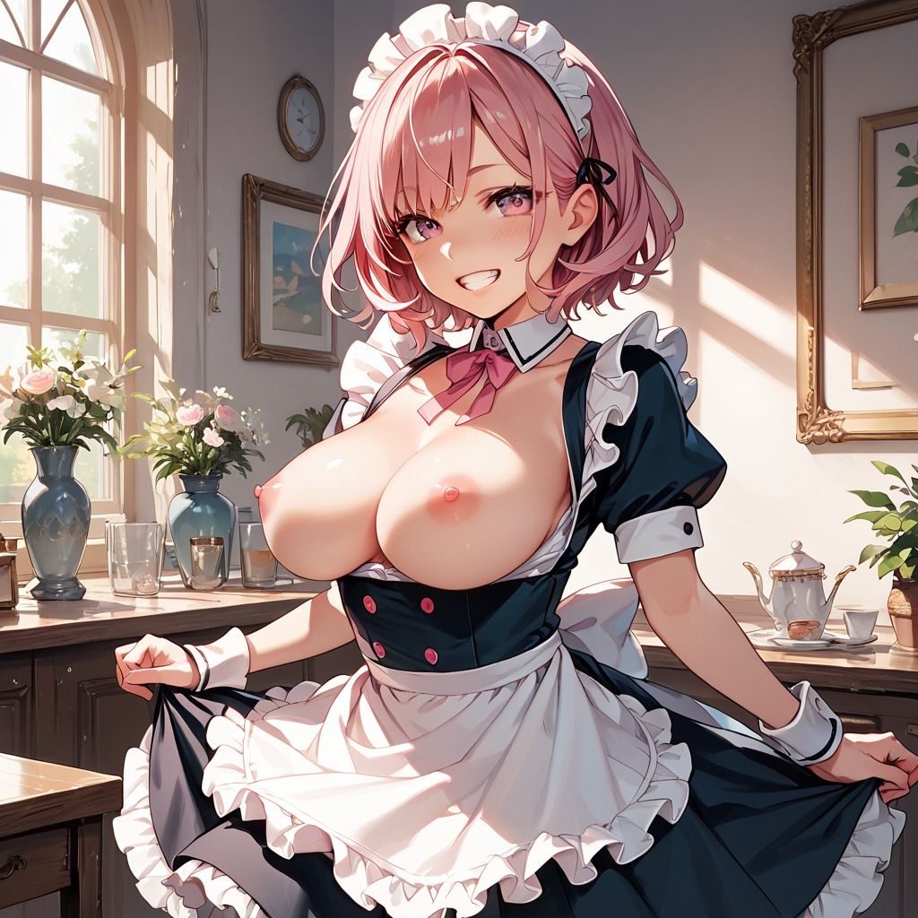 サンプル画像1:【ご主人様LOVE】ピンク髪メイドのおまんこオシゴト(Jkと散歩) [d_495119]