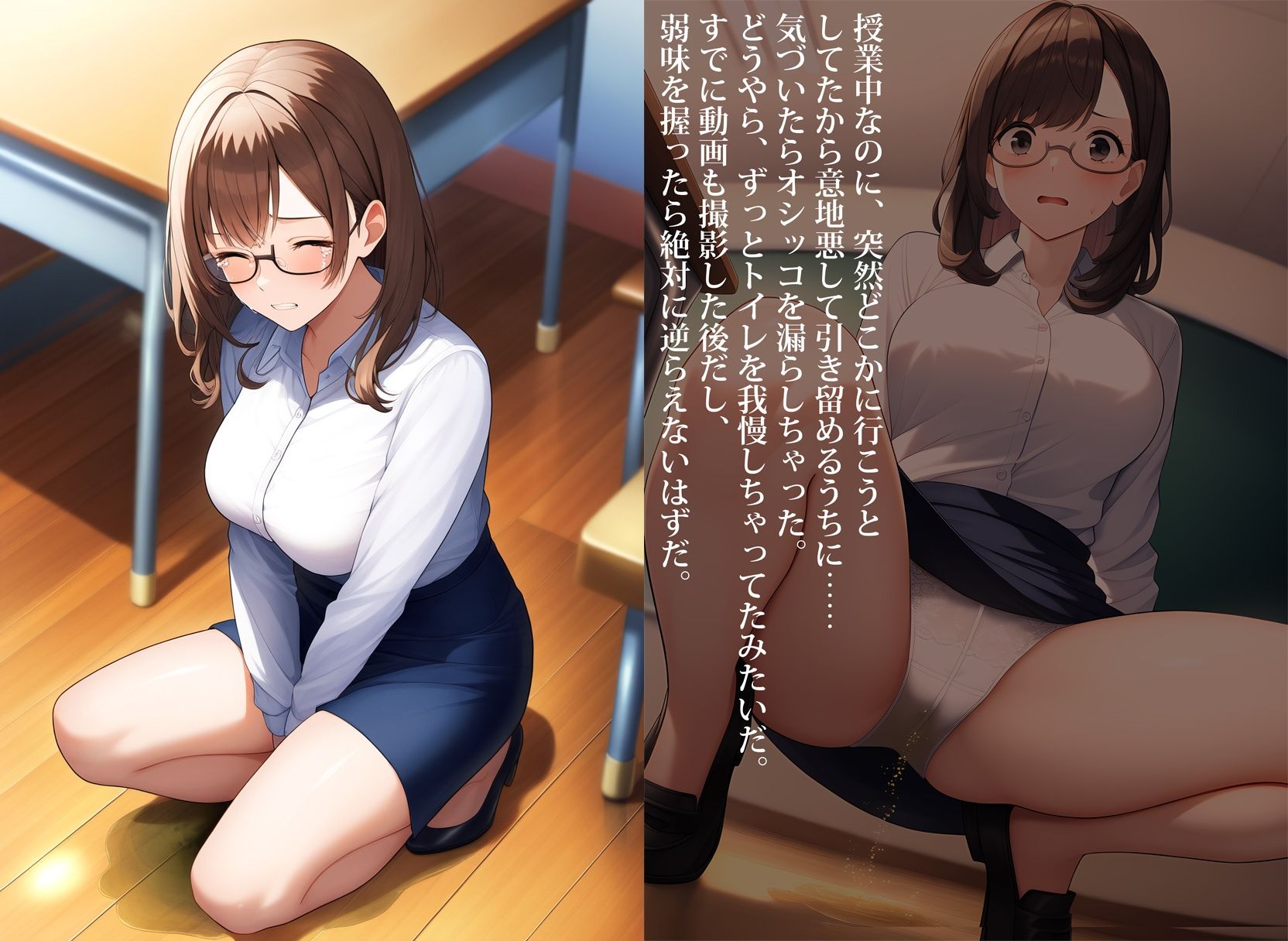 サンプル画像1:学級崩壊・ウチの担任、変態オモラシ女教師に調教中！(性癖ユガ芽) [d_495443]