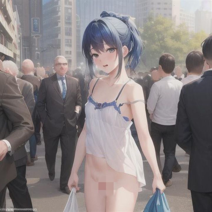 サンプル画像4:青髪キャミソールちゃんのどこでも露出！！(まんまんちん) [d_495678]