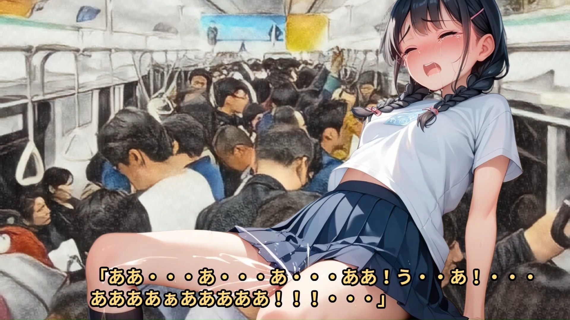 サンプル画像5:【完全痴●マニュアル】満員電車で痴●された気の弱い少女が、両親の借金のカタに痴●再現ドキュメンタリーに出演させられ、セカンドレ●プされる話(少女痴●体験告白) [d_495680]