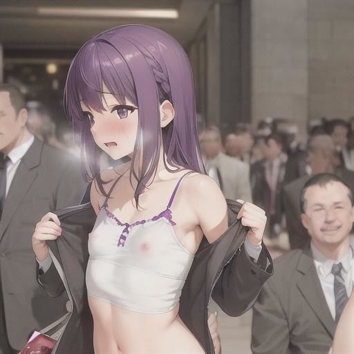 サンプル画像1:紫髪キャミソールちゃんのどこでも露出！！(まんまんちん) [d_495684]