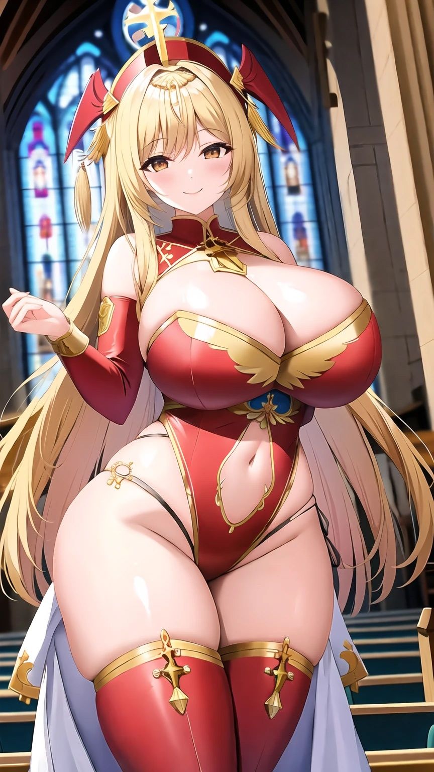 サンプル画像1:巨乳神父美女【妄想イラスト美女図鑑vol.155】(AIイラスト美女研究所) [d_496207]