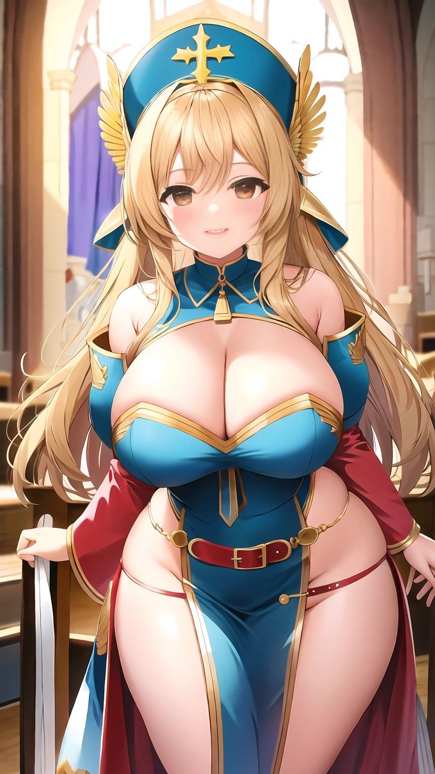 サンプル画像2:巨乳神父美女【妄想イラスト美女図鑑vol.155】(AIイラスト美女研究所) [d_496207]