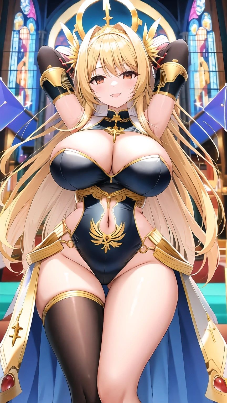 サンプル画像6:巨乳神父美女【妄想イラスト美女図鑑vol.155】(AIイラスト美女研究所) [d_496207]