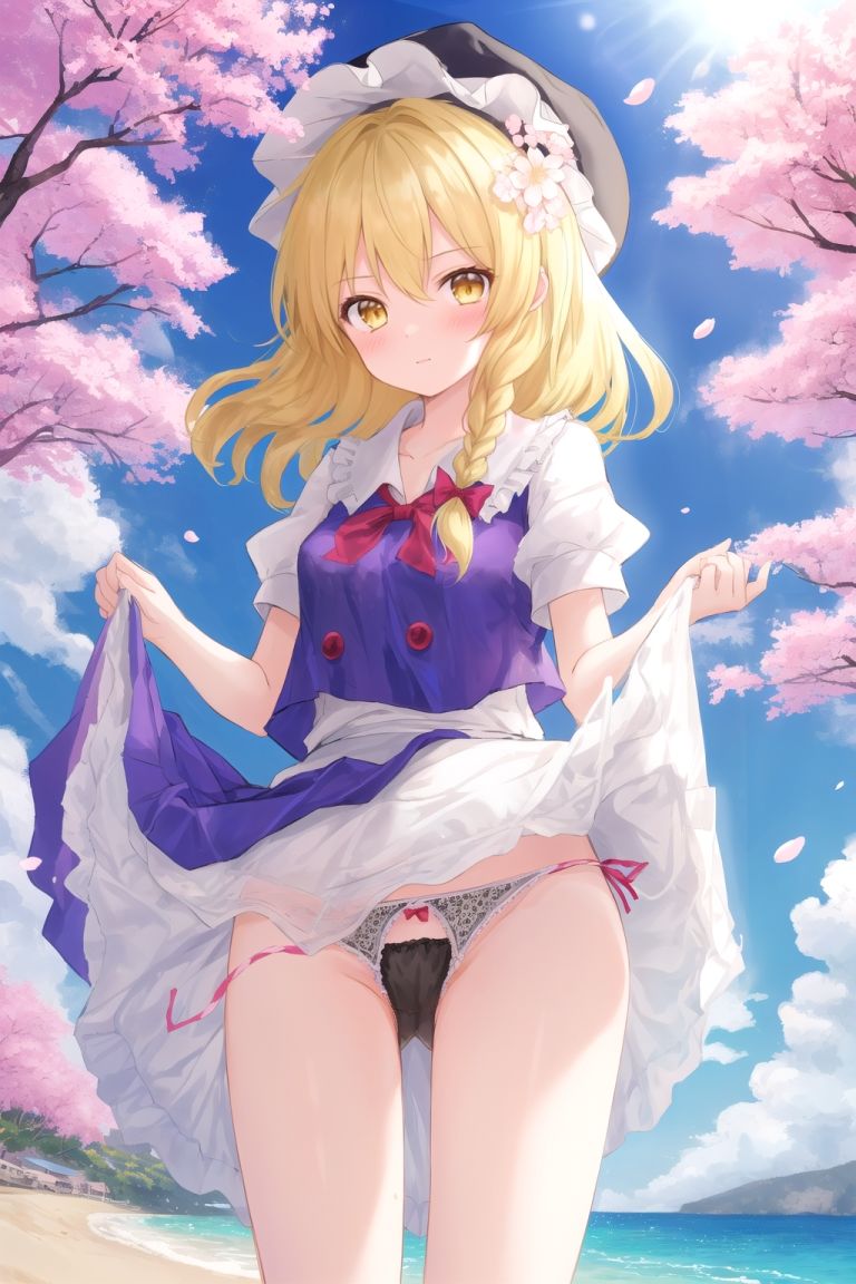 サンプル画像5:霊夢は魔理沙のパンチラ写真を撮りたいようです〜春の晴れた昼の海編〜(ゆるふわ研究所) [d_496292]