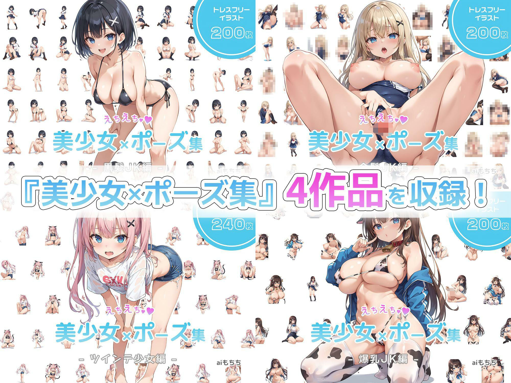 サンプル画像1:えちえち 美少女×ポーズ集 – 総集編 -(aiもちち) [d_496895]