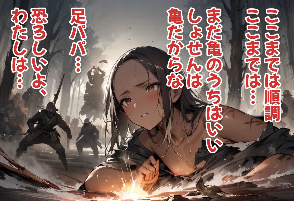 サンプル画像4:ダークエルフVS巨大亀(コーンパン) [d_496938]